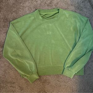 Lululemon Women Sweatshirt 10 Green Pullover Crop Perfectly Oversized Softstreme